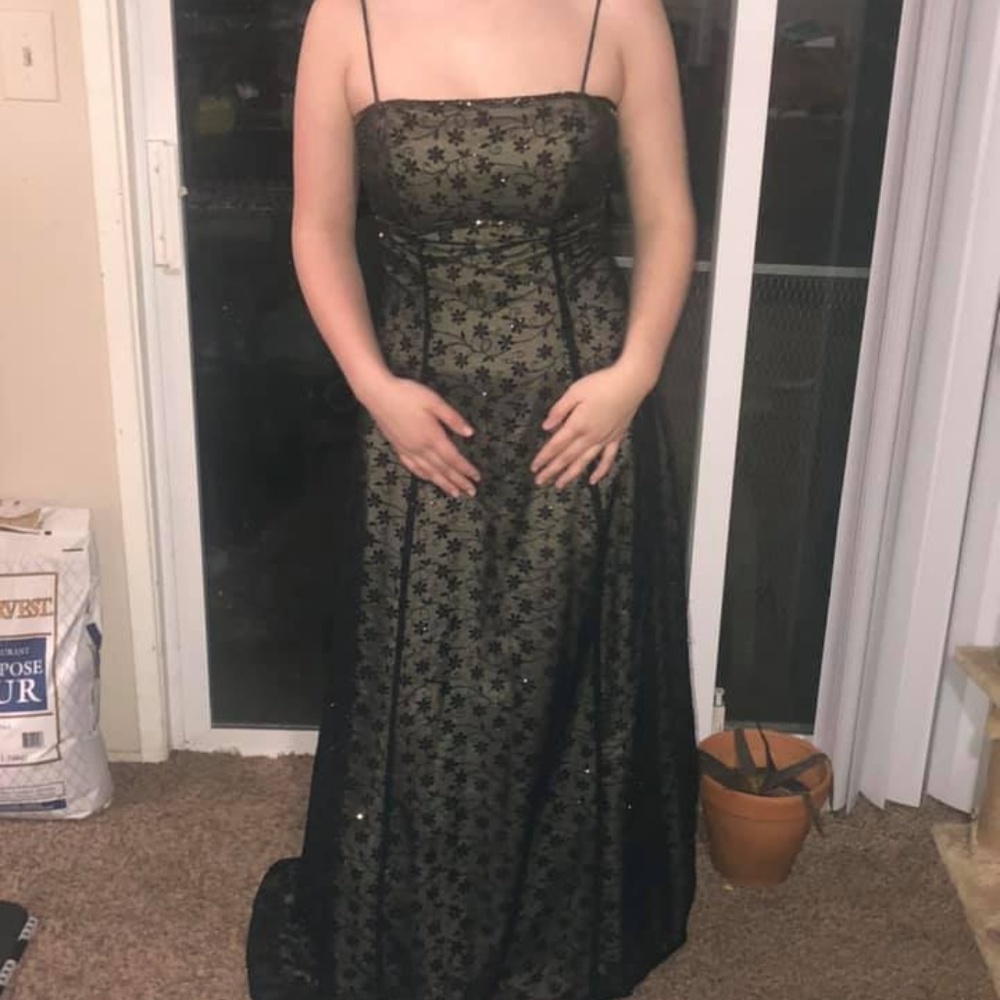 Strappy Gold and Black Formal Dress
